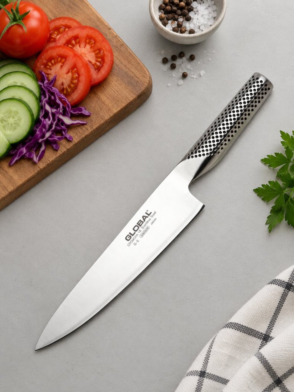 Global G2 8" Chef Knife – Stainless Steel Professional Kitchen Cooking Knife
